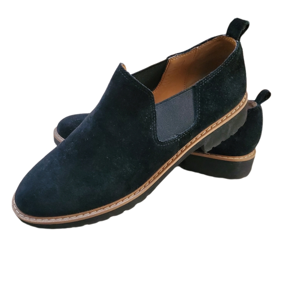 Franco Sarto Cole Black Suede Leather Slip-on Loafer Bootie Women's Size 8 M